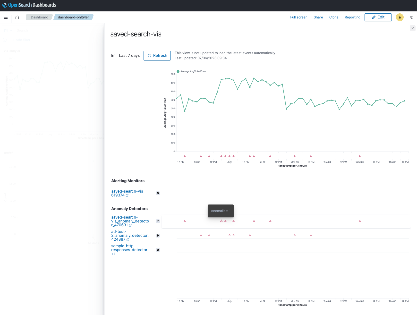 View events flyout interface