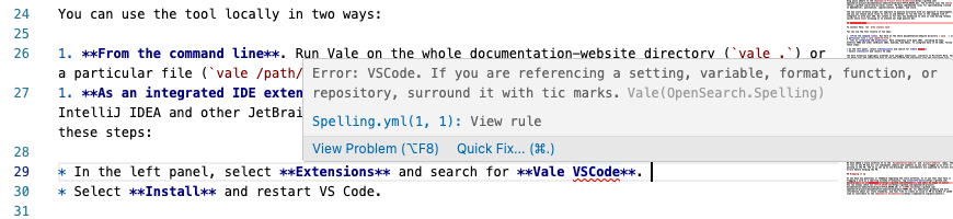 Vale error example