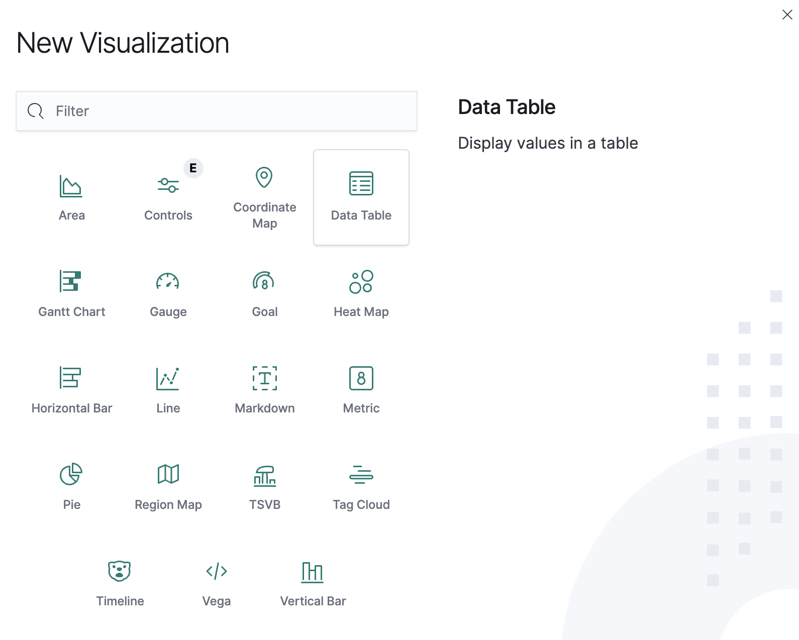 New Data Table Visualization